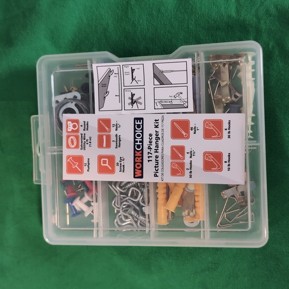 Work Choice 117 Pc Picture Hanger Kit - Nails, Hooks, Pushpins, Hangers, & More - Picture 1 of 2